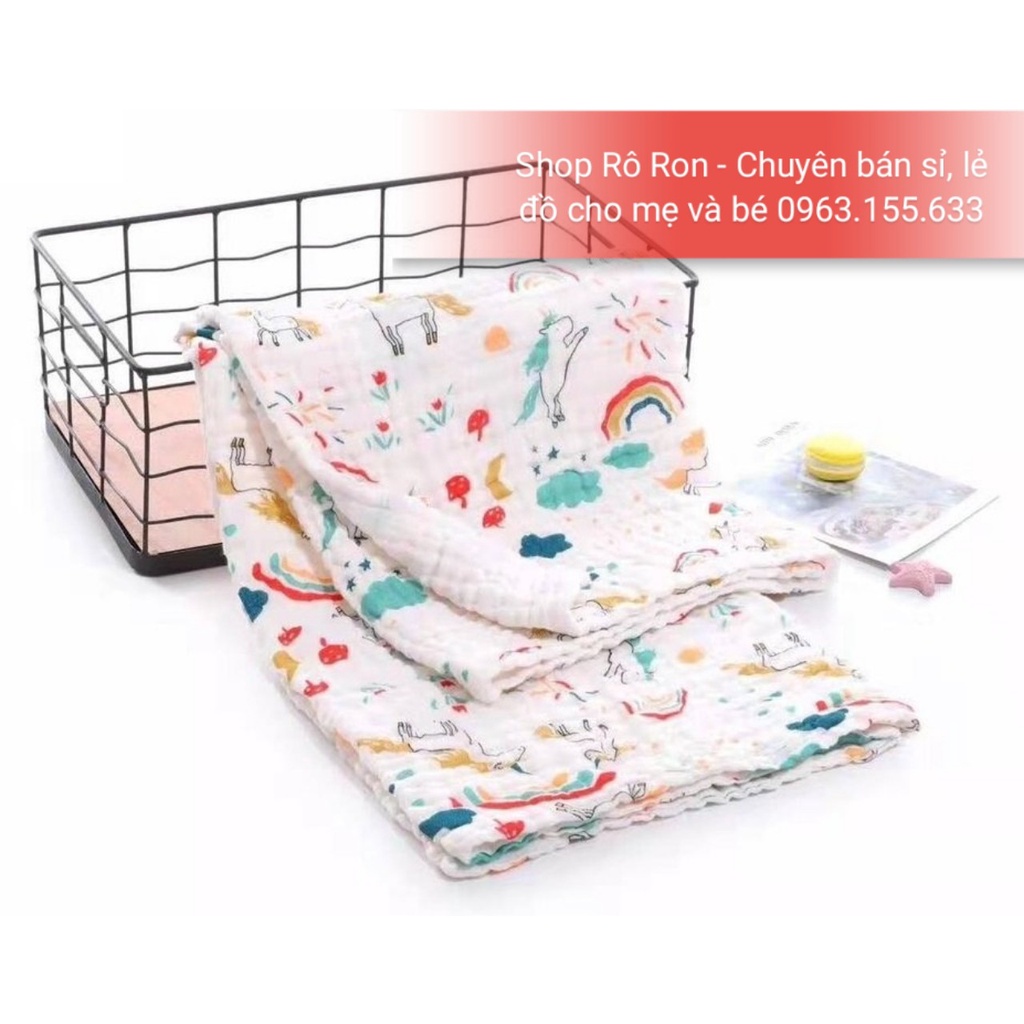 Khăn tắm xô nhăn 6 lớp siêu mềm, siêu thấm cho bé - Chăn xô nhăn 6 lớp đa năng - Shop Rô Ron