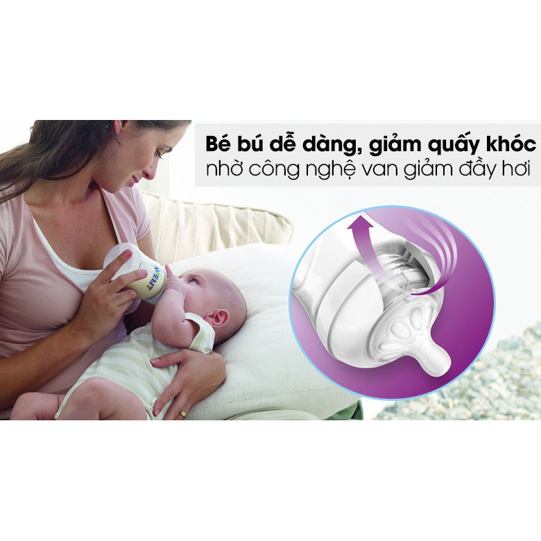 Núm ti silicone Philips Avent Natural cho trẻ sơ sinh (Hộp 2 núm)