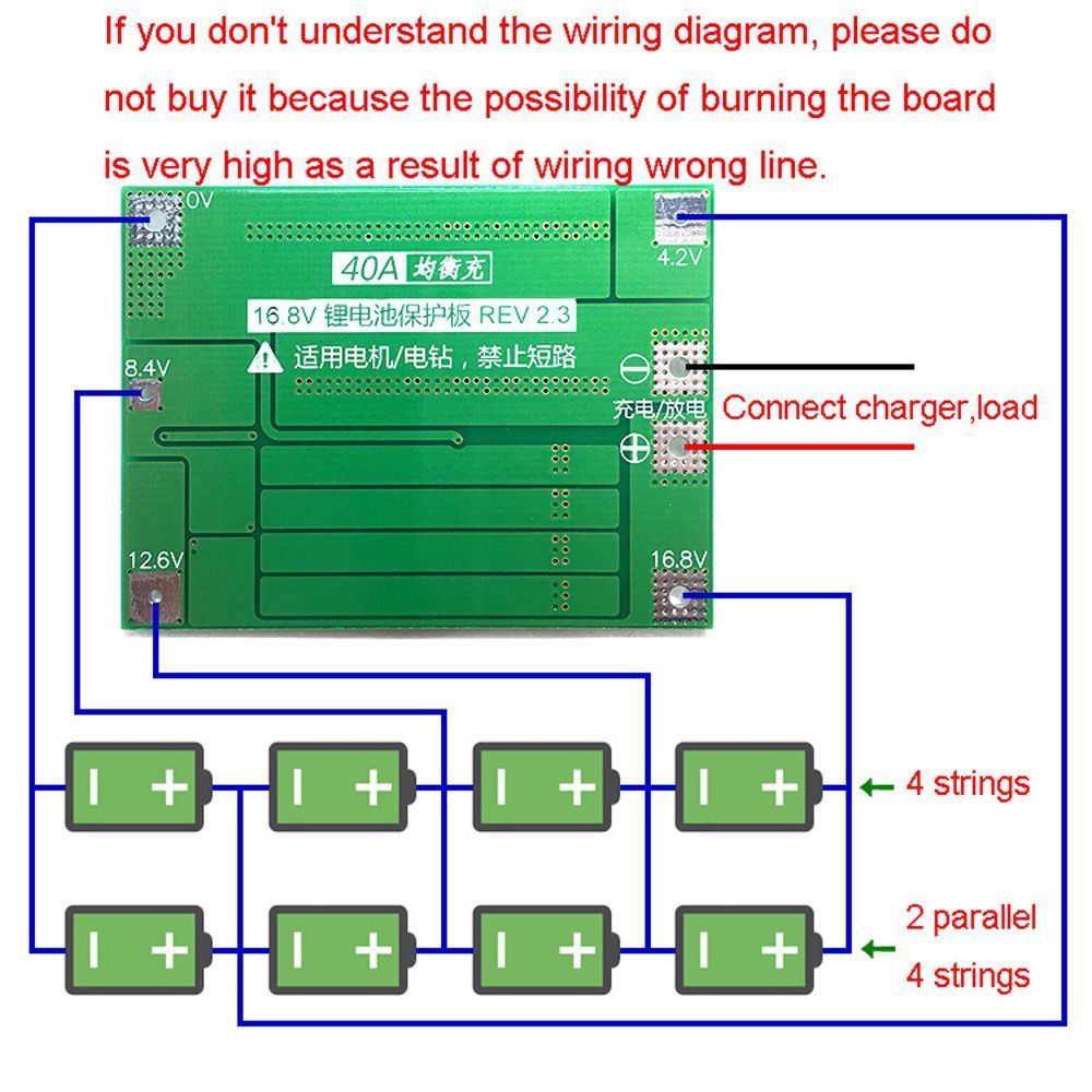 Mạch bảo vệ pin Lithium 3s / 4s 25a 40a 60a 18650 BMS 11.1V 12.6V / 14.8V 16.8v 18.1V Bảng bảo vệ sạc