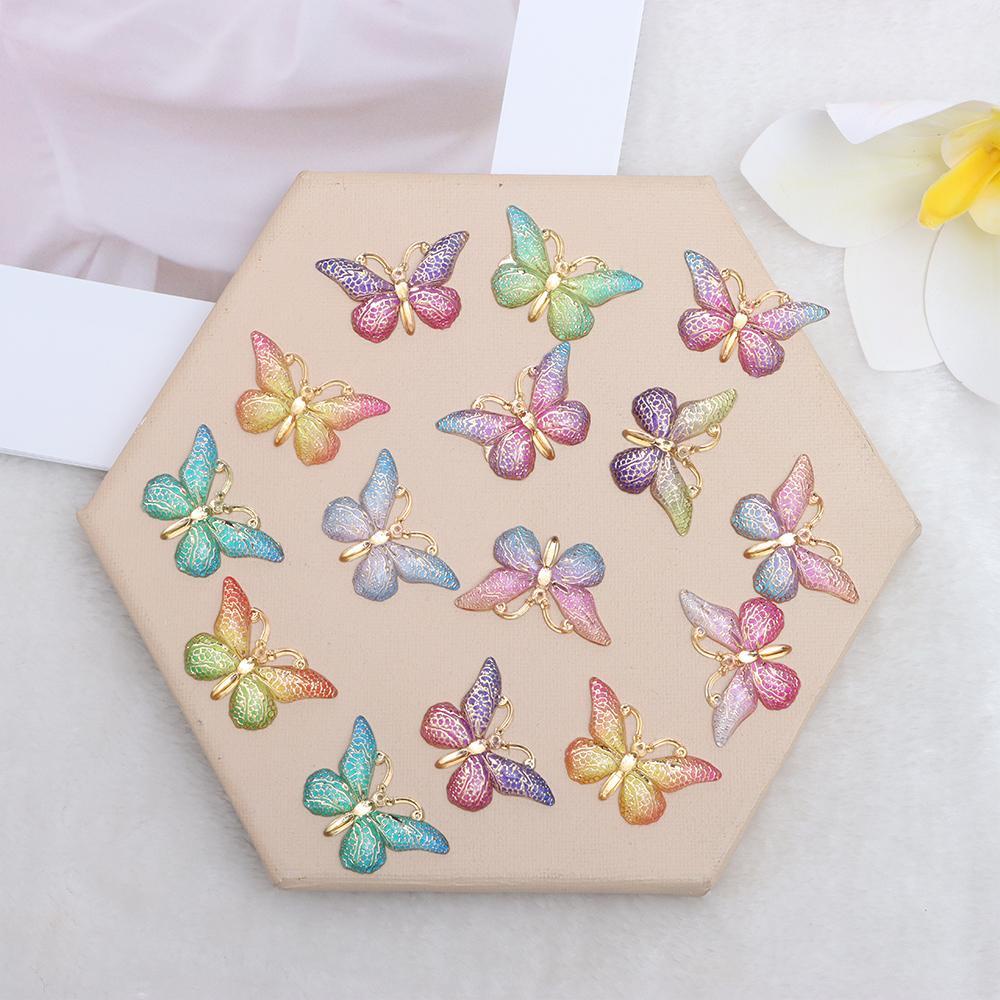 Set 10 Bông Tai Hình Bươm Bướm Bằng Resin Epoxy Dễ Thương Trang Trí Ốp Điện Thoại