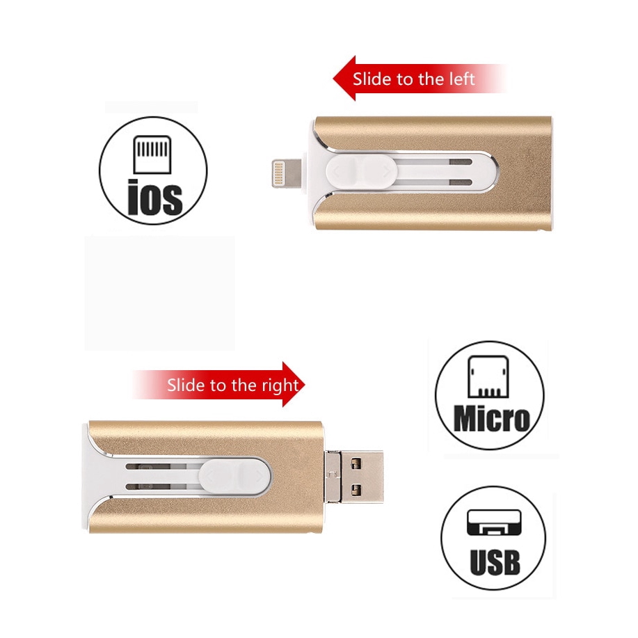 OTG USB Flash Drive 3.0 for IPhone/iPad/IOS/Android 1TB 128GB 64GB 32GB Pen Drive 3 in 1 Pendrive