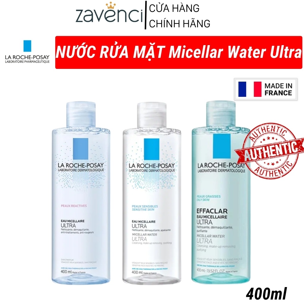 Nước Tẩy Trang La Roche-Posay Effaclar Micellar Water Ultra Làm Sạch Sâu Dành Cho Mọi Loại Da Và Da Nhạy Cảm (400ml)