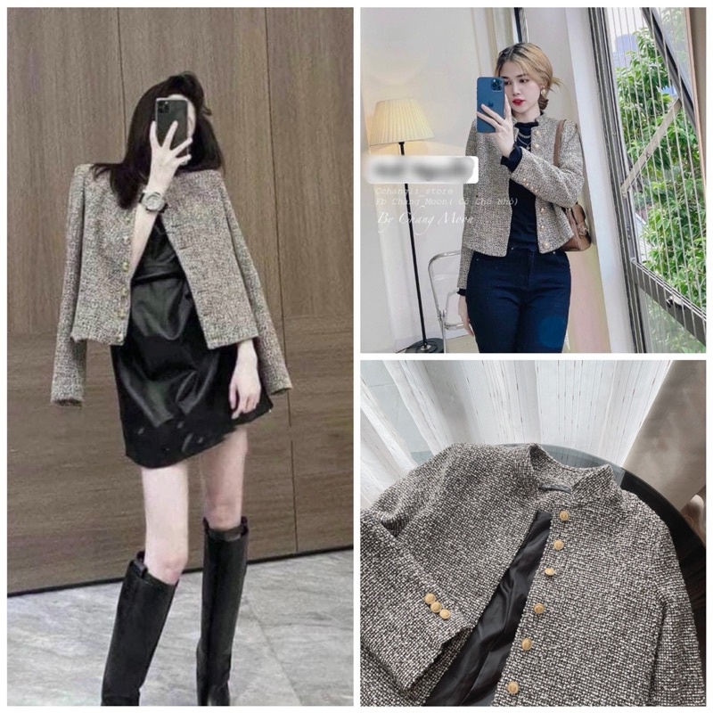 Áo Dạ Tweed Hai Lớp Cao Cấp Màu Tiêu Cúc Đồng  A088
