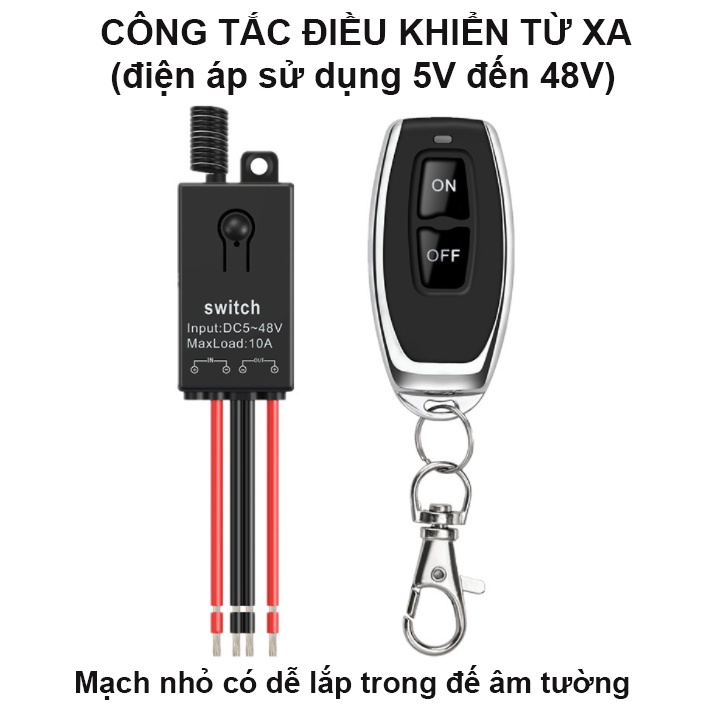 Công tắc điều khiển từ xa 5V 6V 12v 24v 36v 48V/ Dc cho thiết bị điện 1 chiều