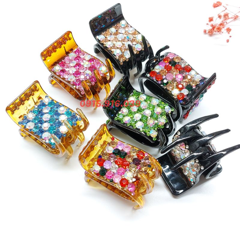 Kẹp càng cua đính đá nhân tạo 5 răng, kẹp tóc