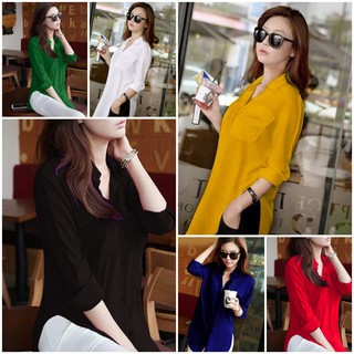 Áo Sơ Mi Nữ Form Dài Đẹp Rộng Phong Cách BY1101