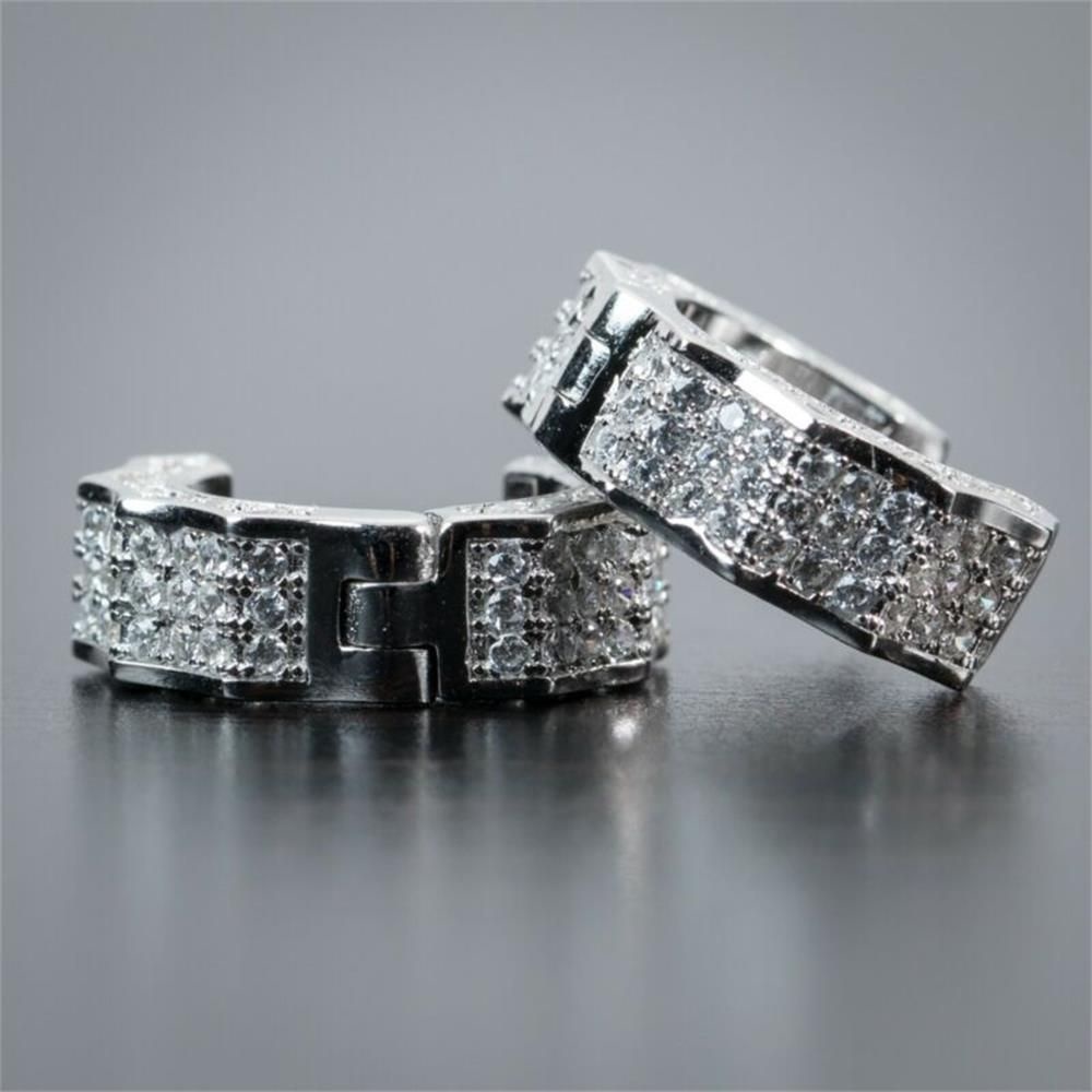 Khuyên tai dạng vòng đính đá zircon thời trang cho nam và nữ