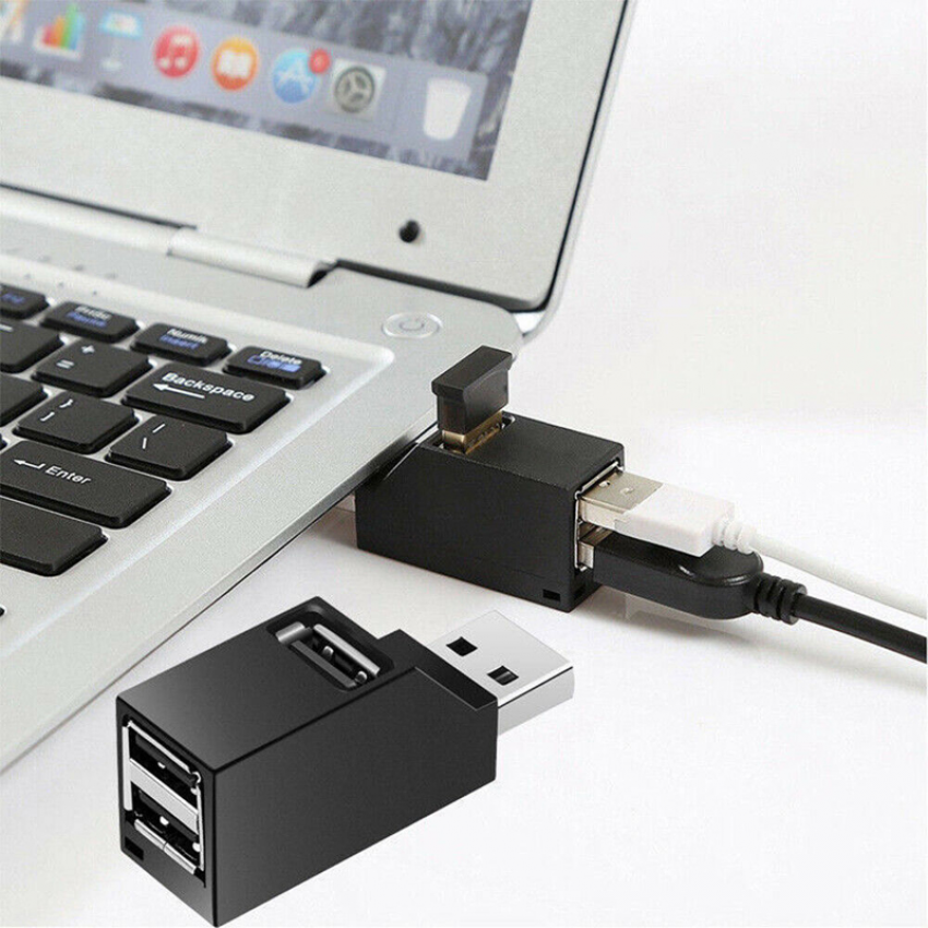 Bộ chia USB di động nhỏ 2.0 3 cổng Bộ chia USB nội tuyến Hub mở rộng cho PC Máy tính xách tay Macbook Điện thoại di động Đầu đọc đĩa U tốc độ cao cho Xiaomi