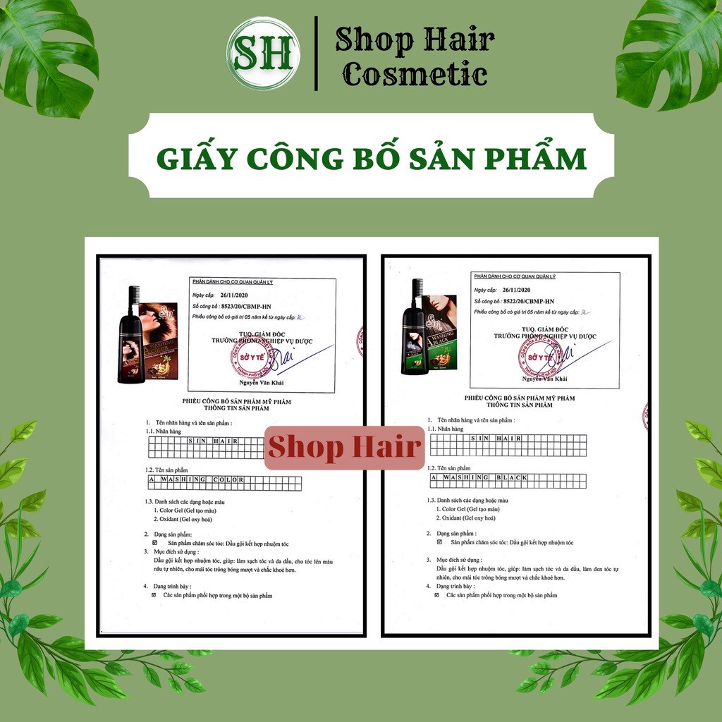 Dầu gội phủ bạc SIN HAIR chính hãng gói 30ml, Dầu gội nhuộm tóc Đen hoặc Nâu trong 5 -10 phút