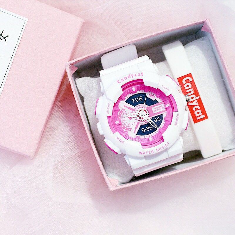 Đồng hồ điện tử unisex Candycat mẫu chạy kim giả điện tử S91