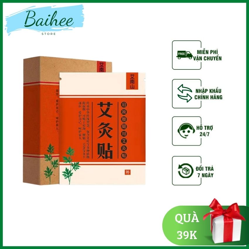 Miếng dán ngải cứu hỗ trợ giảm đau, đau thấp khớp, ho xuyễn đau bụng kinh, căng cơ vai, cơ lưng - Baihee