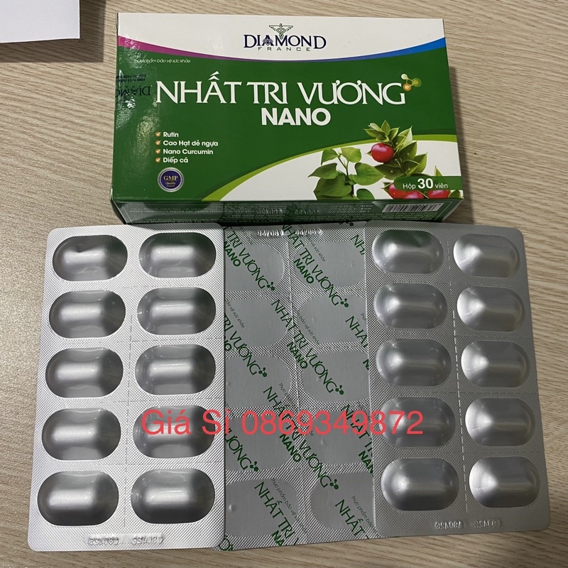 [Che tên SP]Viên uống NHẤT TRĨ VƯƠNG Nano - Cao Diếp cá giải pháp mới hỗ trợ cho người bệnh trĩ và táo bón - Hộp 30 viên