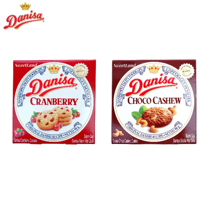 Bánh quy Danisa nam việt quất và socola hạt điều hộp 90g