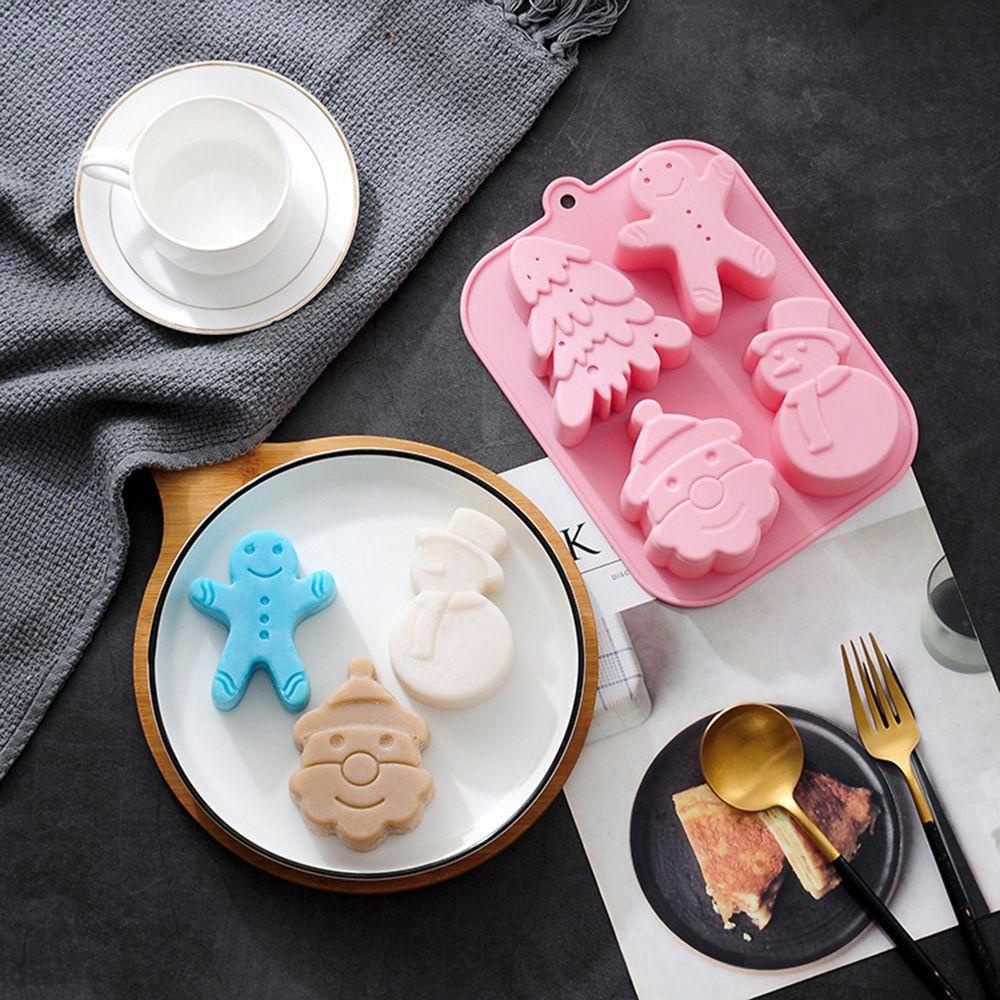 Khuôn Silicone Làm Xà Phòng / Sô Cô La / Bánh Gừng / Người Tuyết 4 Ngăn Tiện Dụng