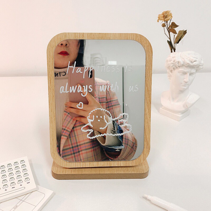 Gương gỗ để bàn trang điểm gooo phong cách Hàn Quốc