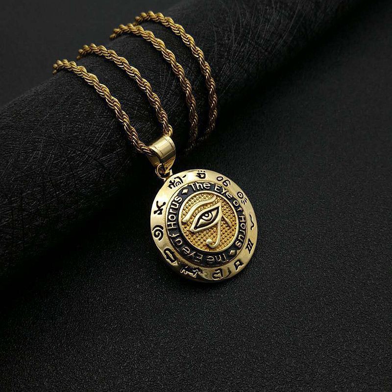 weiweijewelry/Mặt dây chuyền bằng thép không gỉ của nam giới Vòng cổ Bùa thần Horus Ai Cập cổ đại