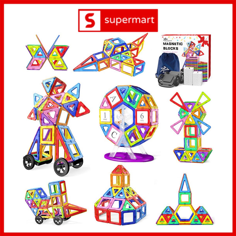 Đồ Chơi Xếp Hình Nam Châm Vuông Khối Xây Dựng, Đồ Chơi Lắp Ráp Từ Tính Cho Trẻ Ssupermart