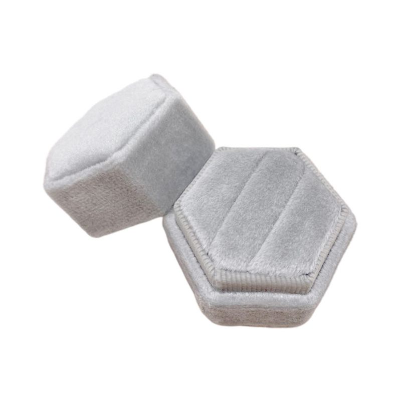 Flgo Hộp Đựng Nhẫn Cưới Bằng Nhung Hình Lục Giác Mini Giá Đỡ