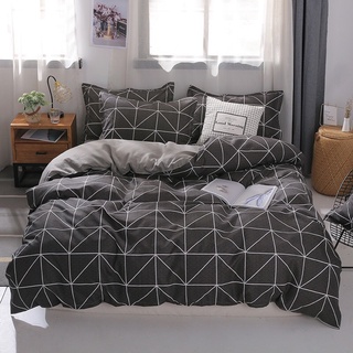 Decor phòng ngủ nhỏ trang trí nhà ở với Set vỏ chăn ga gối kẻ caro màu đen Poly Cotton