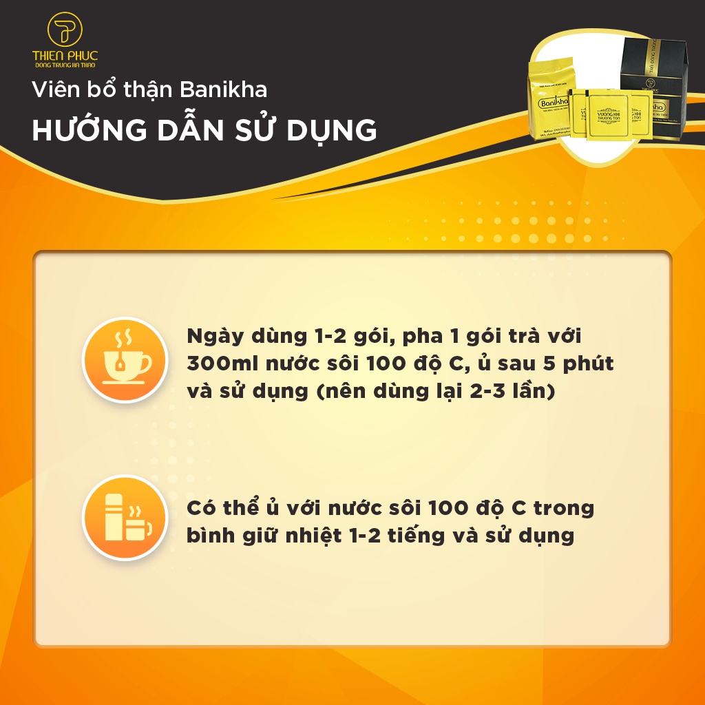 Trà đông trùng hạ thảo Banikha THIÊN PHÚC hộp 20 gói - Chính hãng dược thảo Thiên Phúc