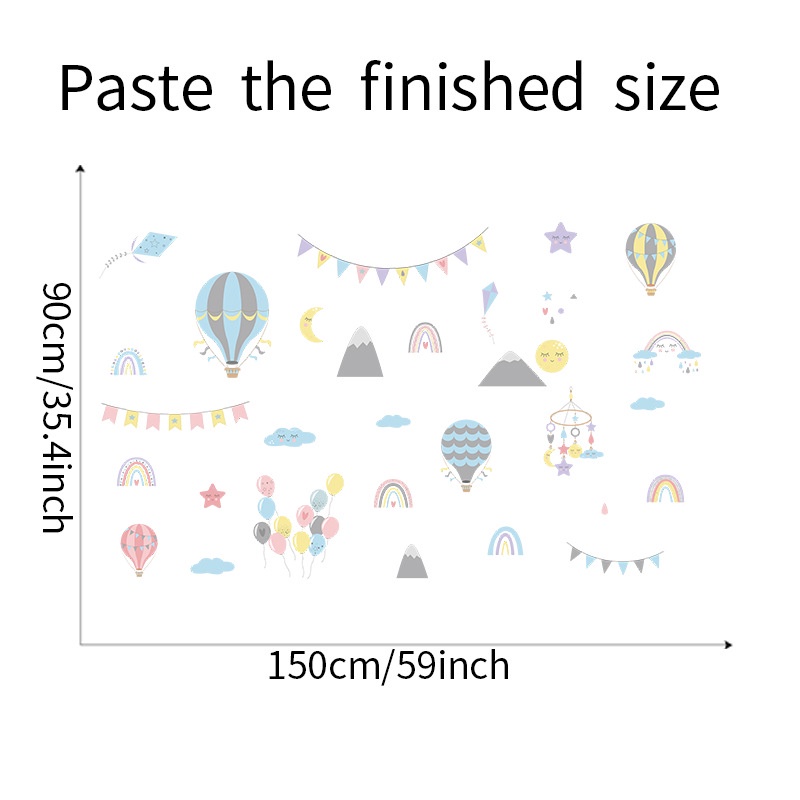 Miếng Dán Tường Trang Trí Hình Khinh Khí Cầu Hoạt Hình Cho Trẻ Em
