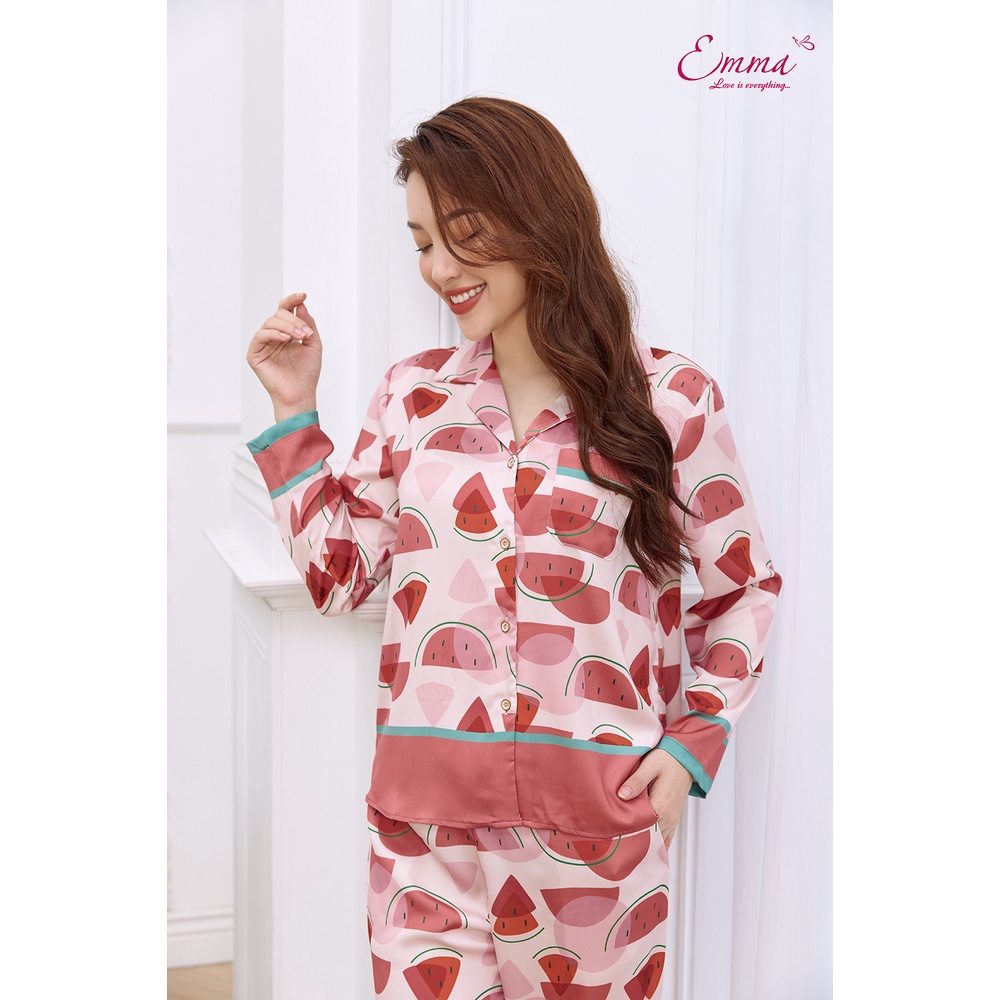 Đồ Bộ Mặc Nhà Pyjama Lụa Dưa Hấu Emma ETLU.20.019.09