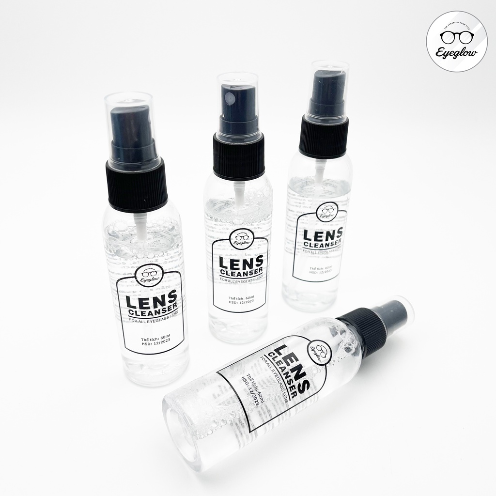 Lọ nước lau rửa mắt kính EYEGLOW cao cấp dạng xịt dung tích 60ml loại bỏ bụi bẩn, vân tay, mồ hôi cho mắt kính luôn sạch