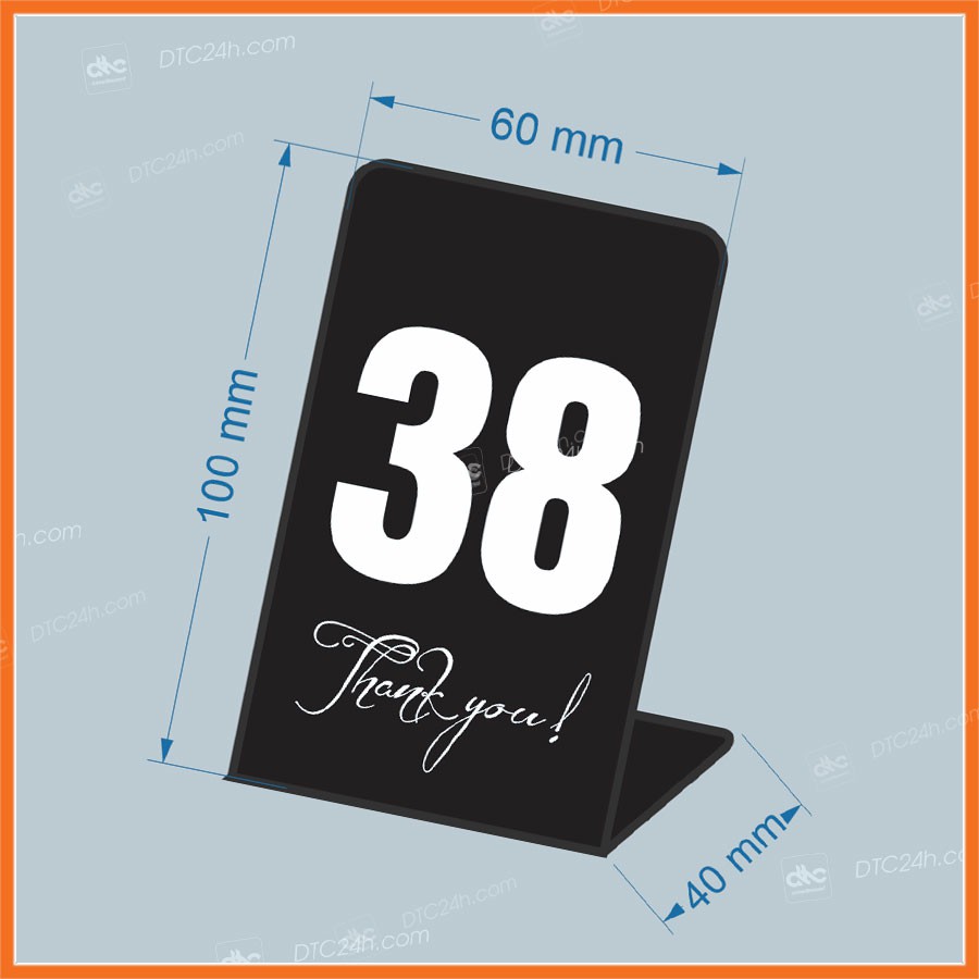 Combo 10 thẻ số bàn cà phê - Biển số bàn mica - Kệ số mica để bàn - Số 01 đến 50