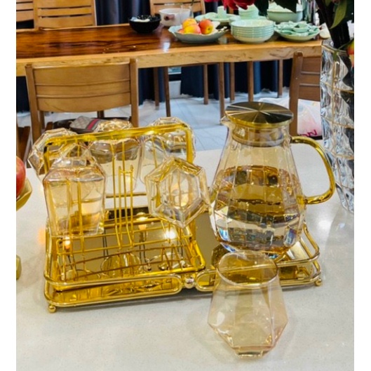 bộ cốc thủy tinh cao cấp. set thủy tinh cao cấp. cốc chén. ấm chén uống nước. bộ ly thủy tinh cao cấp. hoangdecor