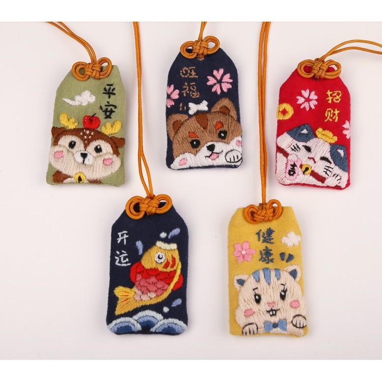 [ CÓ SẴN ] DIY / BỘ KIT THÊU TÚI OMAMORI HÌNH THÚ MẪU 4+5 &lt;3