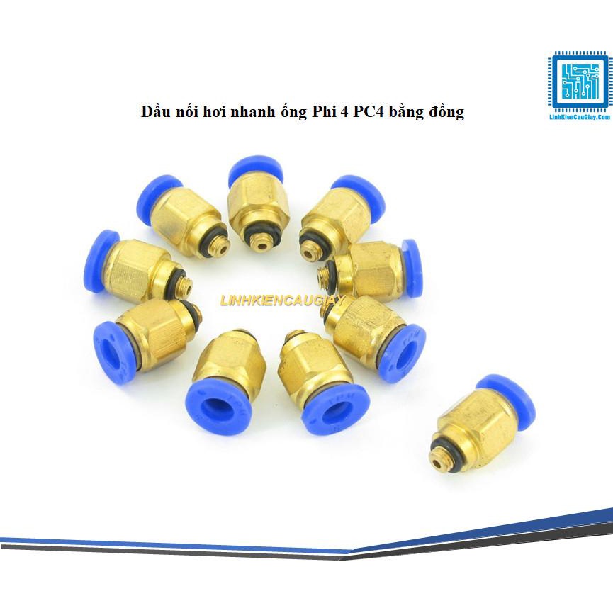 Đầu nối hơi nhanh ống Phi 4 PC4 bằng đồng