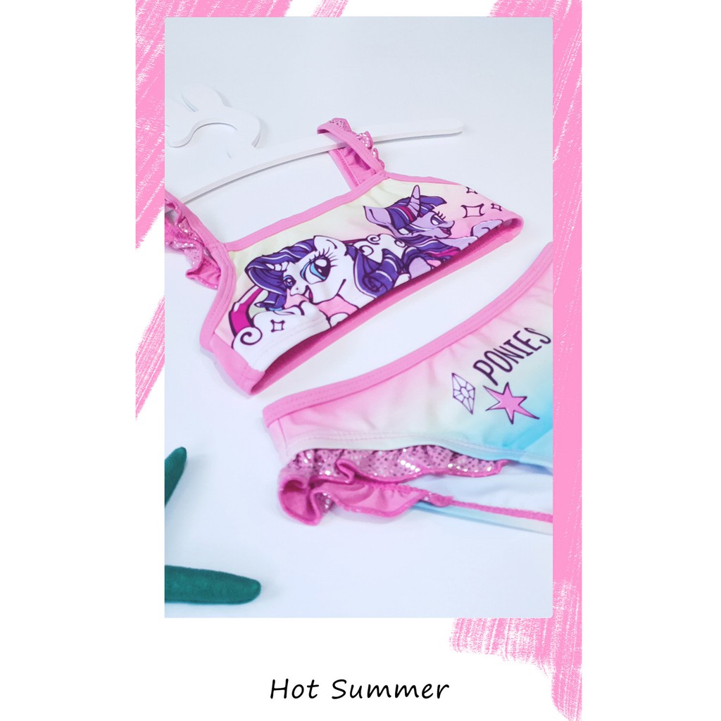 Bộ bơi bé gái bikini Pony bánh bèo siêu hot, siêu đáng yêu