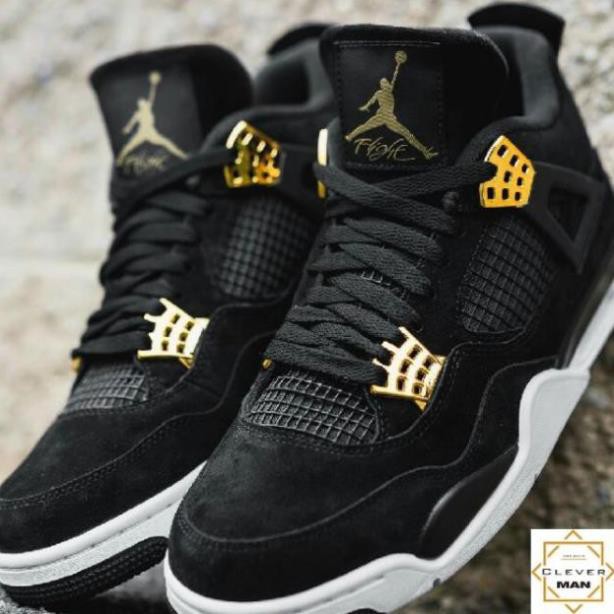 (BẢN SIÊU CẤP - TẶNG MÓC KHÓA) Giày thể thao nam nữ AIR JORDAN 4 royalty đen móc khóa vàng CỰC ĐẸP