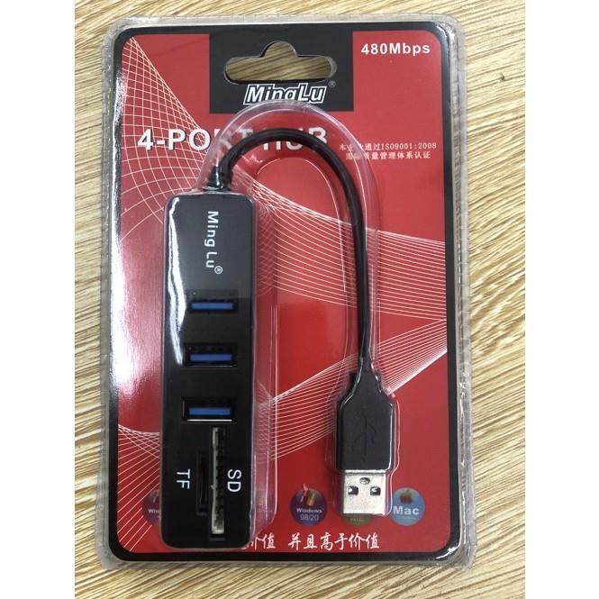 Bộ chia USB 2.0 ra 3 cổng + 1 cổng SD + 1 cổng TF - Hub USB 2.0 Ming Lu