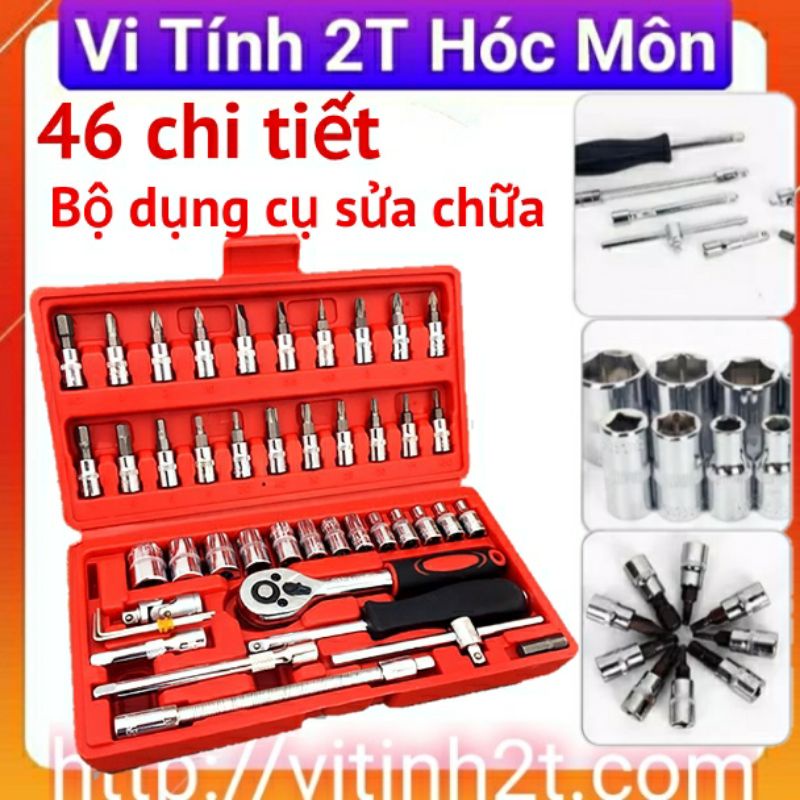 [Loại tốt]Bộ dụng cụ mở bulong ốc vít đa năng 46 chi tiết, Không han gỉ 46 món