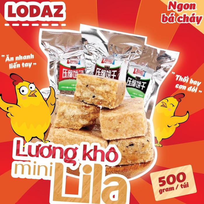 [Mã 99FMCG1 giảm 8% đơn 250K] Lương khô mini LiLa bánh lương khô mini Lodaz tiện lợi, dinh dưỡng có nhiều vị 500gr