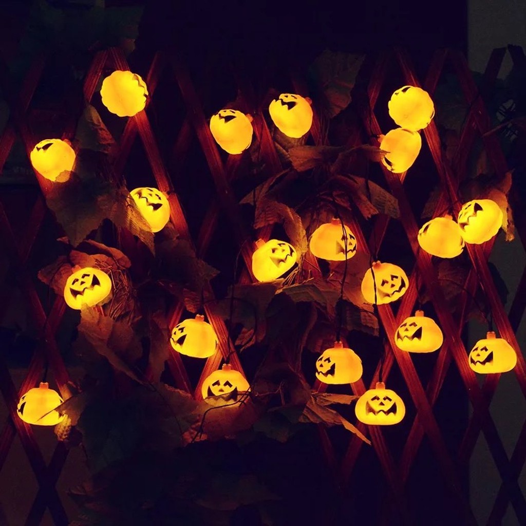 Dây đèn led bí ngô dùng năng lượng mặt trời trang trí Halloween GIVASOLAR GV-PHSL-3