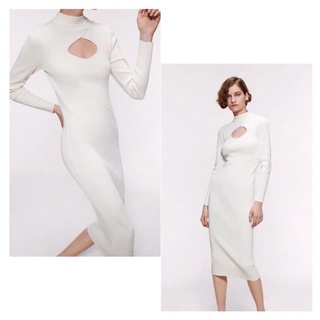 đầm dài tay cut out ngực zara xuất