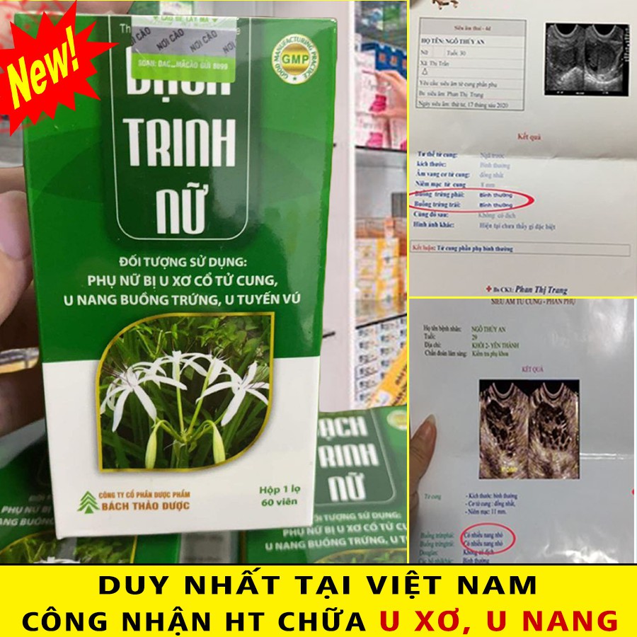 [BẠCH TRINH NỮ] duy nhất tại Việt Nam được BYT công nhận hỗ trợ u nang buồng trứng, u xơ tử cung, u tuyến vú lành tính