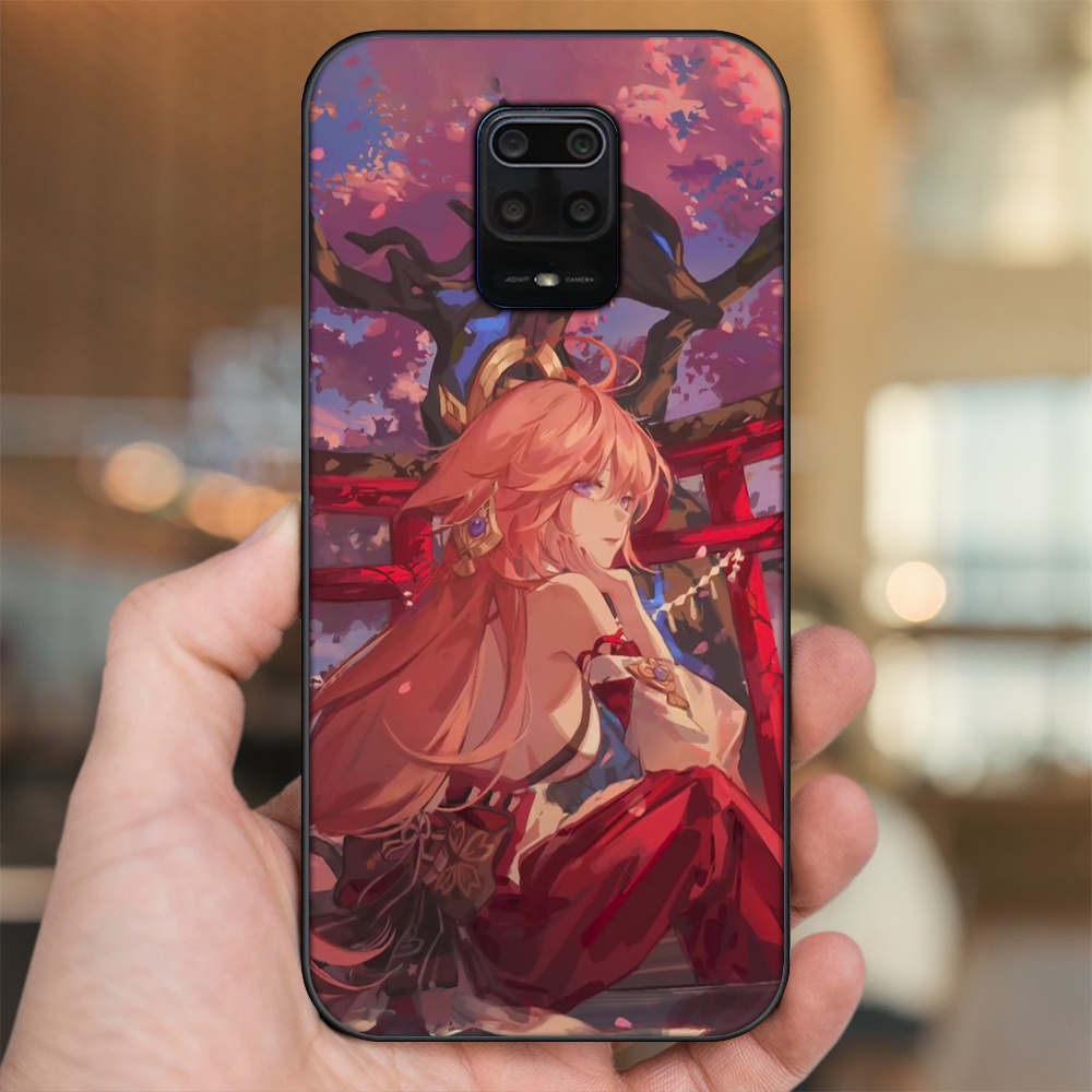 Ốp lưng Xiaomi Redmi Note 9s, Note 9 Pro viền đen in hình Yae Miko Genshin Impact