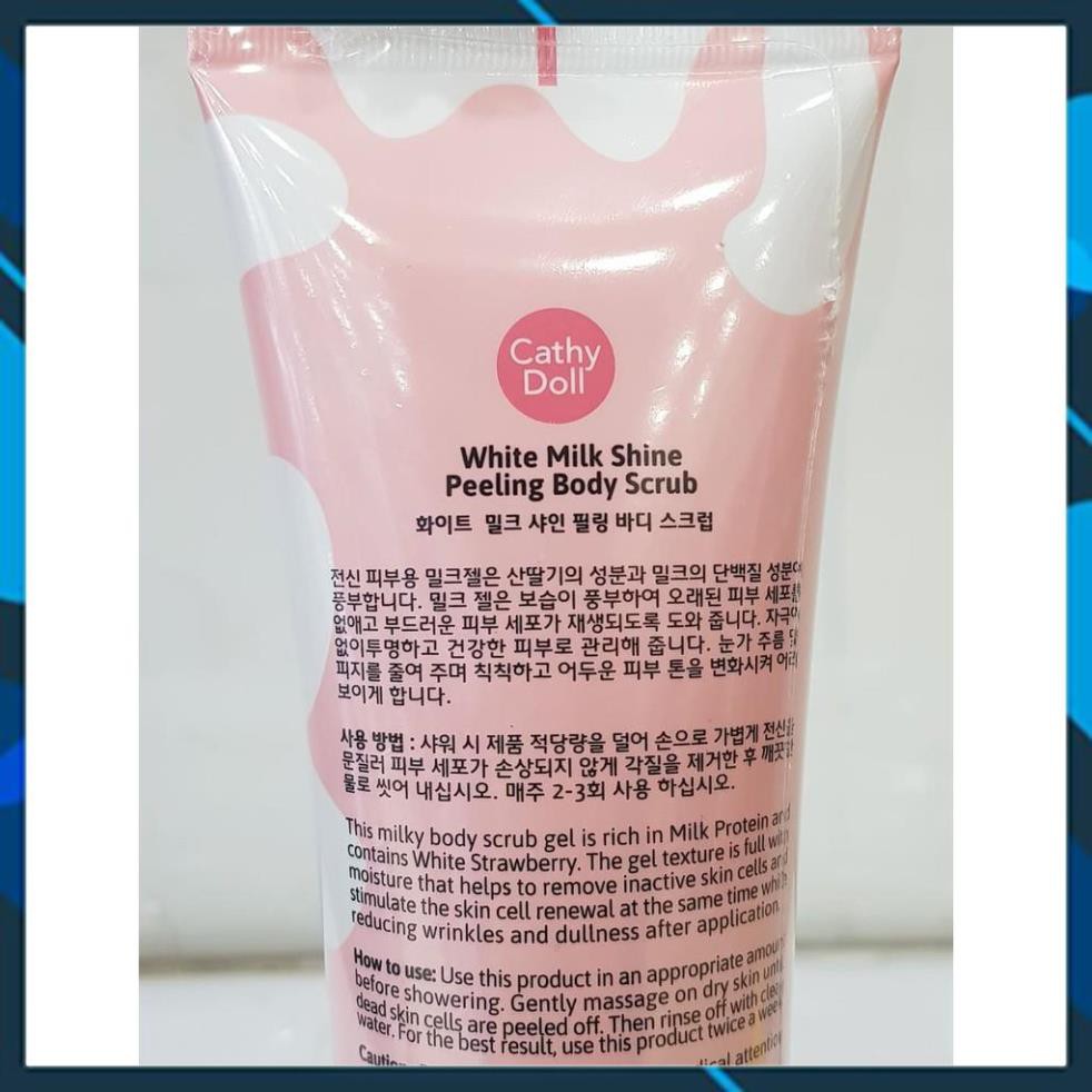 Tẩy da chết sữa bò Cathy Doll White Milk Shine Peeling Body Scrub 320ml cho da trắng, sạch mịn màng