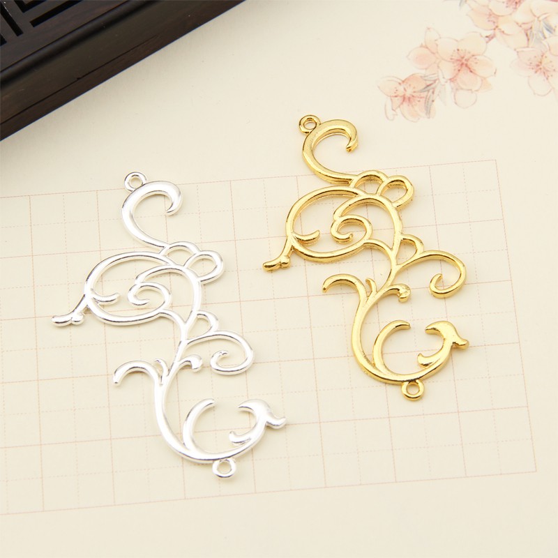Phiến đúc hoa văn 37*64mm nguyên liệu làm trâm làm trang sức cổ trang cosplay cổ phục có màu KC
