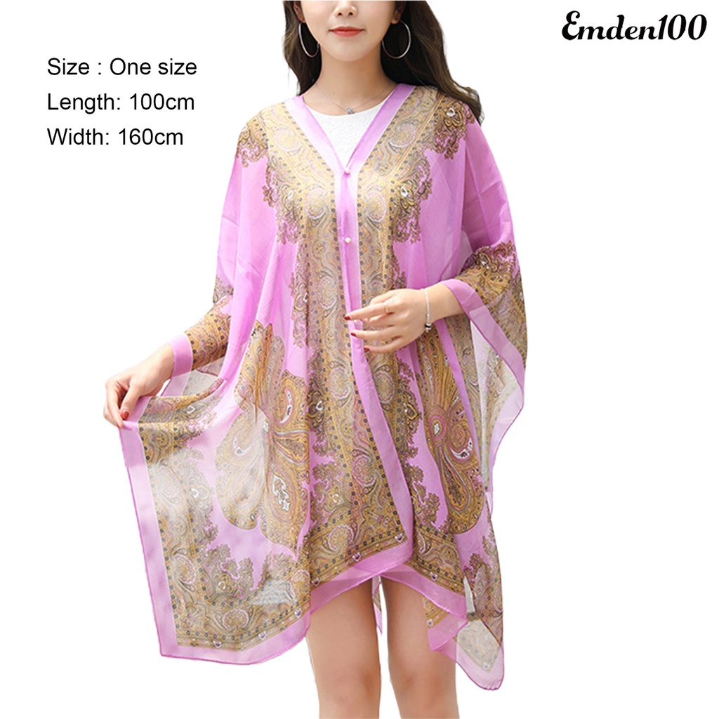 Khăn Choàng Dáng Rộng In Họa Tiết Độc Đáo Thời Trang Đi Biển Cho Nữ