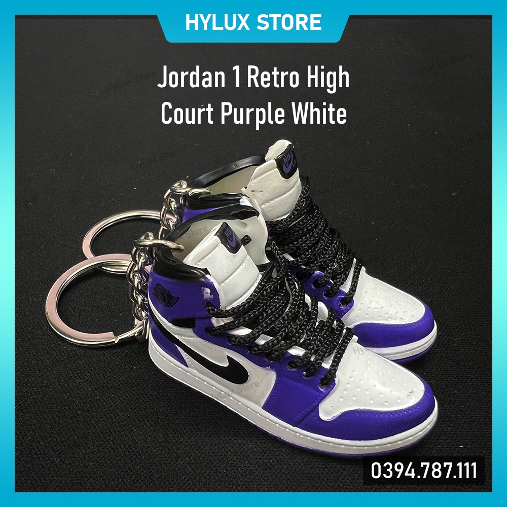 Móc khóa giày 3D Jordan 1 Retro High Court Purple White cao cấp