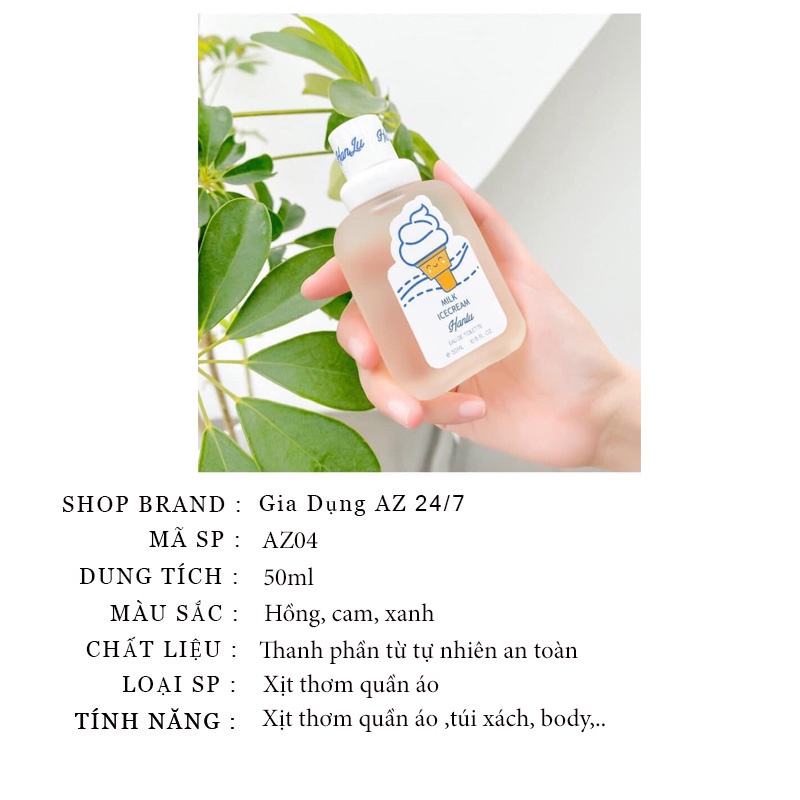 Xịt thơm quần áo nữ xịt thơm body 2 In 1 nước hoa gấu Hanlu Baby 50ml hương thơm nhẹ nhàng tự nhiên tươi mát AZ04