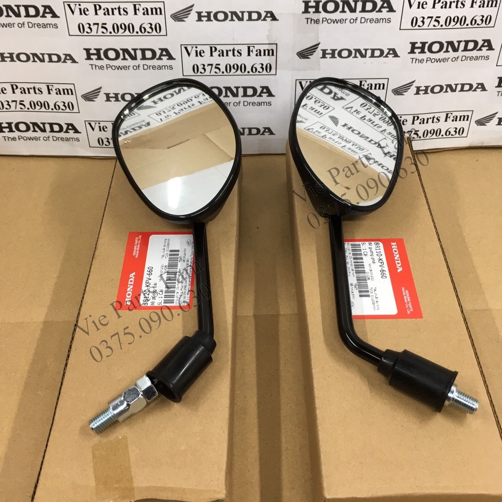 Bộ gương kính chiếu hậu dài Trái - Phải Wave A, RS, S100, Future - Hàng chính hãng Honda