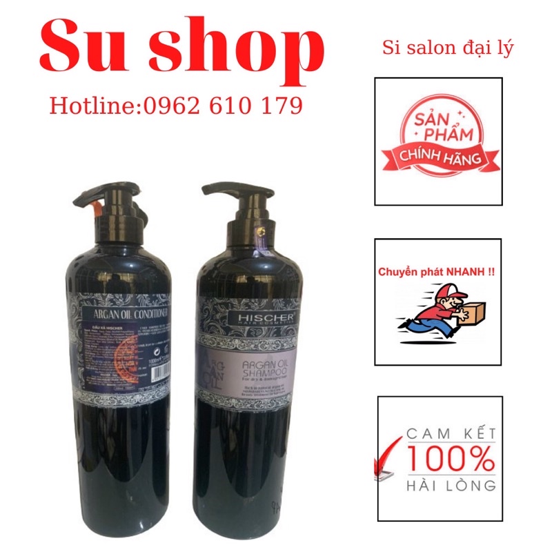 Cặp Dầu Gội Xả Cao Cấp Collagen Phục Hồi Tóc Hischer Argan 1000ml