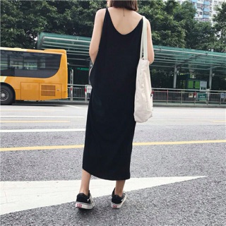 ORDER Váy 2 dây đen cotton mềm