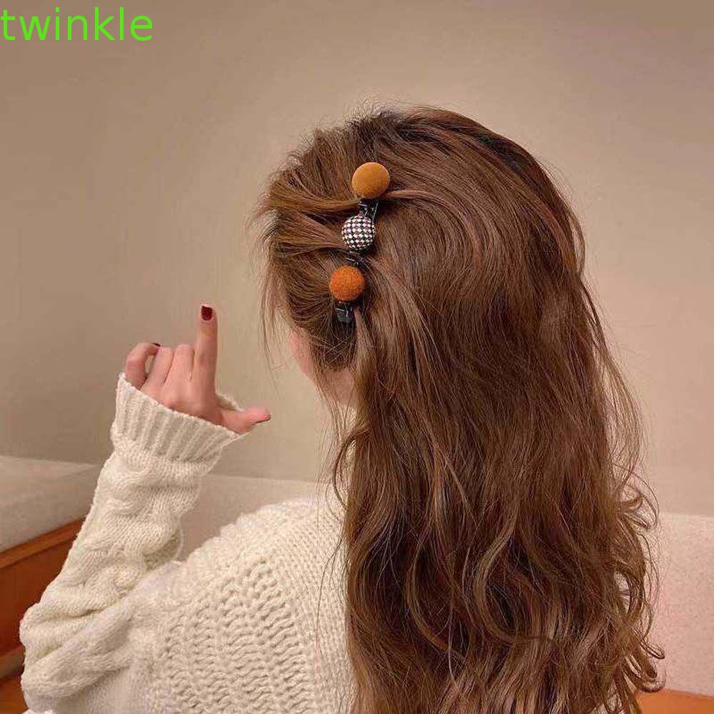 Kẹp tóc đính bóng lông phong cách Hàn Quốc ngọt ngào thời trang cho nữ