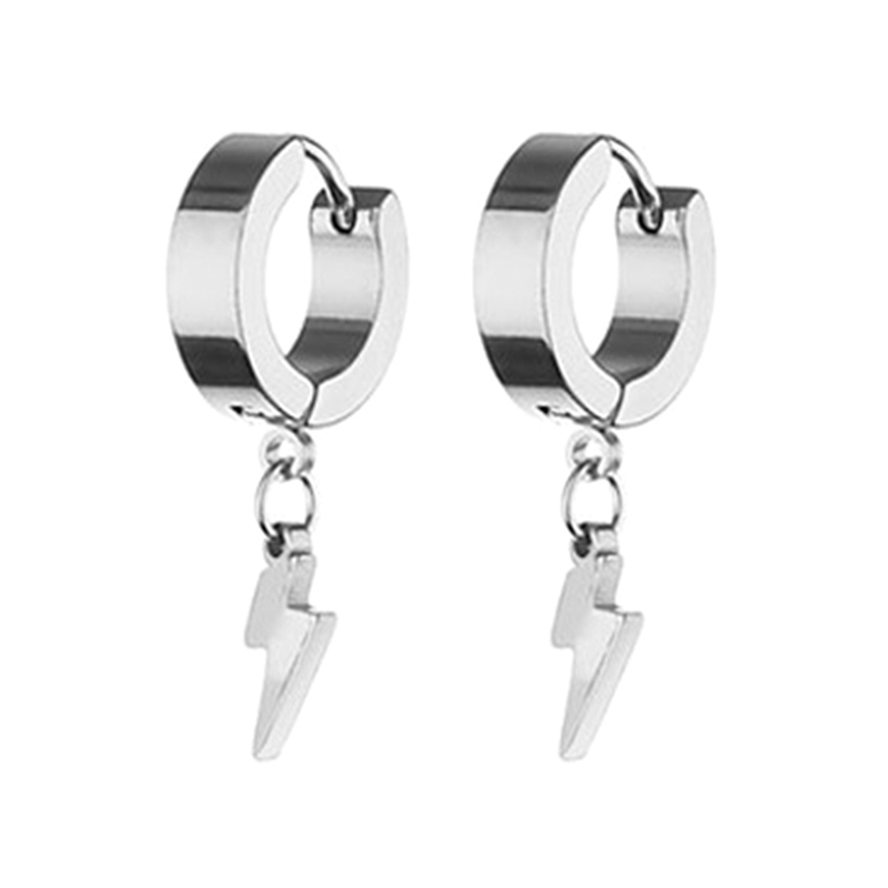 Khuyên Tai Thép Titan Hình Sấm Sét Cá Tính